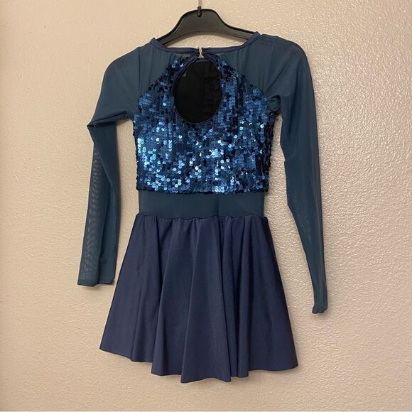 Weissman dance costume navy slate blue sequin biketard Found My Vibe 13336 MC - Picture 4 of 11